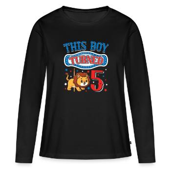 Carousel Birthday Party Lion Ce garçon a eu 5 ans - T-shirt manches longues Premium bio Femme - noir - Devant - Julia (174cm)