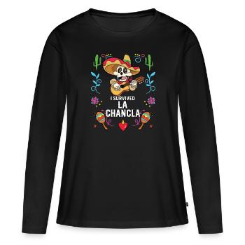 J’ai survécu à La Chancla Pantoufles mexicaines Sandales - T-shirt manches longues Premium bio Femme - noir - Devant - Julia (174cm)