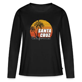 Santa Cruz California Summer Sun Palms Strand - Frauen Premium Bio Langarmshirt - Schwarz - Vorne - Julia (174cm)