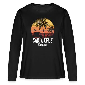 Santa Cruz California Summer Sun Palms Strand - Frauen Premium Bio Langarmshirt - Schwarz - Vorne - Julia (174cm)