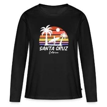 Santa Cruz California Summer Sun Palms Strand - Frauen Premium Bio Langarmshirt - Schwarz - Vorne - Julia (174cm)