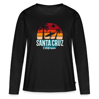 Santa Cruz California Summer Sun Palms Strand - Frauen Premium Bio Langarmshirt - Schwarz - Vorne - Julia (174cm)