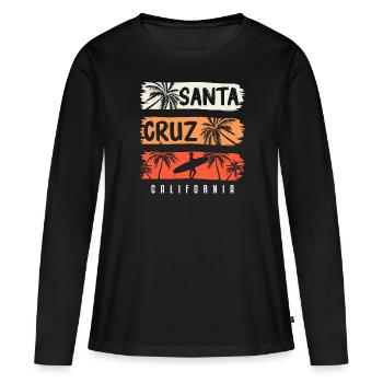 Santa Cruz California Summer Sun Palms Strand - Frauen Premium Bio Langarmshirt - Schwarz - Vorne - Julia (174cm)