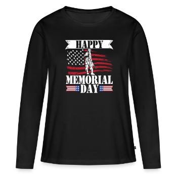 Controverse sur le drapeau américain du Happy Memorial Day - T-shirt manches longues Premium bio Femme - noir - Devant - Julia (174cm)