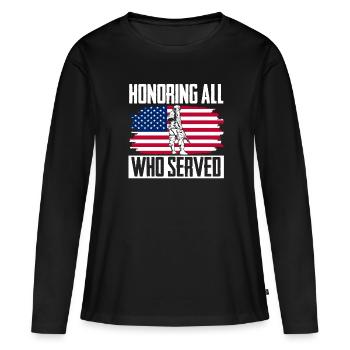 En l’honneur de tous ceux qui ont servi la controverse sur les anciens combattants - T-shirt manches longues Premium bio Femme - noir - Devant - Julia (174cm)