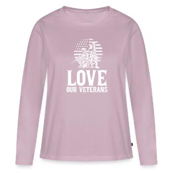 Liebe unsere Veteranen Gedenktag Veteranentag Vete - Frauen Premium Bio Langarmshirt - Altrosa - Vorne - Julia (174cm)