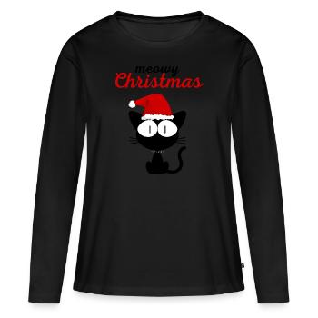 Meowy Christmas das perfekte Weihnachtsgeschenk - Frauen Premium Bio Langarmshirt - Schwarz - Vorne - Julia (174cm)