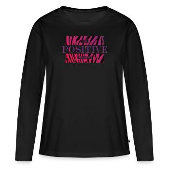 Restez positif et heureux Pink Zebra - T-shirt manches longues Premium bio Femme - noir - Devant - Julia (174cm)
