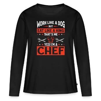 Travailler comme un chien qui mange comme un roi - T-shirt manches longues Premium bio Femme - noir - Devant - Julia (174cm)
