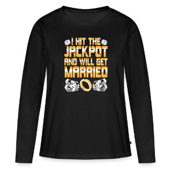 J’ai touché le jackpot et je me marierai rétro Vegas - T-shirt manches longues Premium bio Femme - noir - Devant - Julia (174cm)