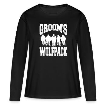 Groom’s Wolfpack Retro Funny Bachelor Party - T-shirt manches longues Premium bio Femme - noir - Devant - Julia (174cm)