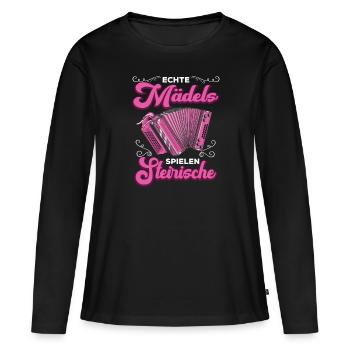 Steirische Harmonika Quetschn Ziachorgel - Frauen Premium Bio Langarmshirt - Schwarz - Vorne - Julia (174cm)
