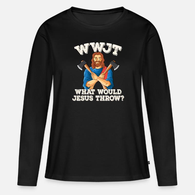 Axt Werfen - Frauen Premium Bio Langarmshirt - Schwarz
