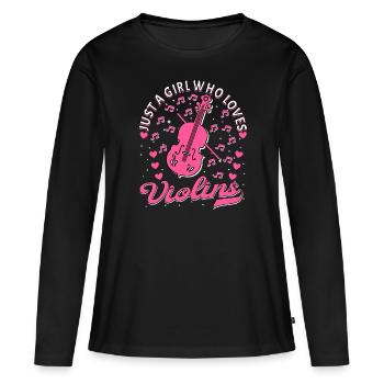 Violin Music Violin Player Musician - Women's Premium Organic Long Sleeve Shirt - black - Front - Julia (174cm)