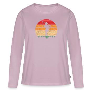 Cornemuse Kilt Écossais Beat Cornemuse - T-shirt manches longues Premium bio Femme - rose poudré - Devant - Julia (174cm)