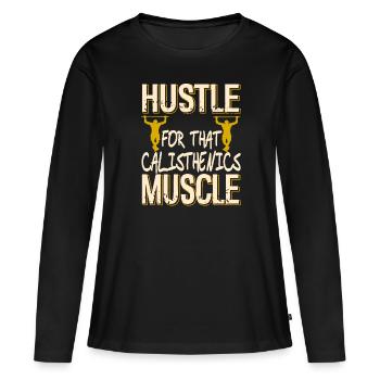 Calisthenics Retro Vintage Calis Athlète - T-shirt manches longues Premium bio Femme - noir - Devant - Julia (174cm)