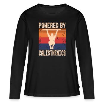 Propulsé par Calisthenics Retro Calis Athlete - T-shirt manches longues Premium bio Femme - noir - Devant - Julia (174cm)