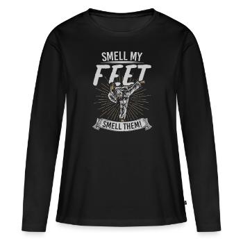 Smell My Feet Smell Them Combat Martial Arts Training - Women's Premium Organic Long Sleeve Shirt - black - Front - Julia (174cm)
