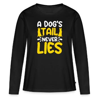 La queue d’un chien ne ment jamais - T-shirt manches longues Premium bio Femme - noir - Devant - Julia (174cm)