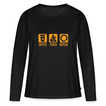 Répéter les leçons de café - T-shirt manches longues Premium bio Femme - noir - Devant - Julia (174cm)