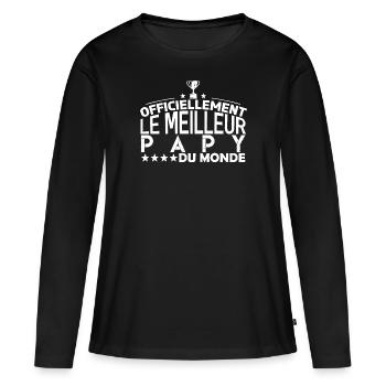 Papy Cadeau pour papy Anniversaire papy Papa - T-shirt manches longues Premium bio Femme - noir - Devant - Julia (174cm)