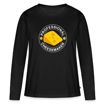 Fabrication de fromage Fromage Fromage Dagage - T-shirt manches longues Premium bio Femme - noir - Devant - Julia (174cm)