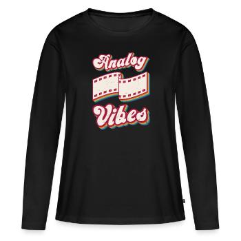 Retro Photographer Vintage Analog Vibes - Frauen Premium Bio Langarmshirt - Schwarz - Vorne - Julia (174cm)
