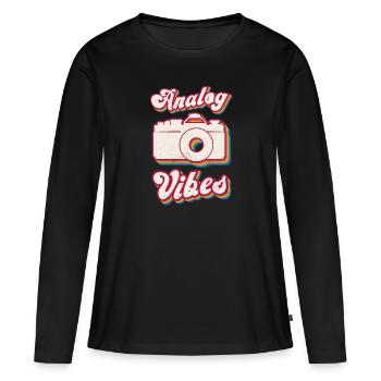 Retro Photographer Vintage Analog Vibes - Frauen Premium Bio Langarmshirt - Schwarz - Vorne - Julia (174cm)