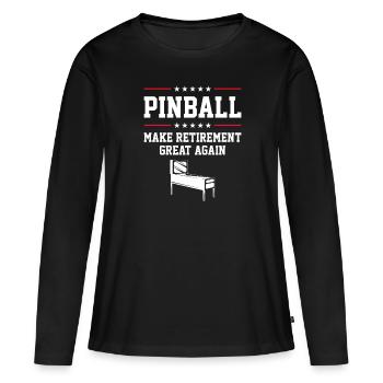Retro Pinball Arcade Spiel Liebhaber Vintage Lifes - Frauen Premium Bio Langarmshirt - Schwarz - Vorne - Julia (174cm)