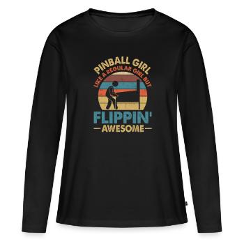 Retro Pinball Arcade Machine Vintage Game Lovers - Frauen Premium Bio Langarmshirt - Schwarz - Vorne - Julia (174cm)