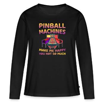 Pinball Arcade Lifestyle Vintage Retro Spiel Liebh - Frauen Premium Bio Langarmshirt - Schwarz - Vorne - Julia (174cm)