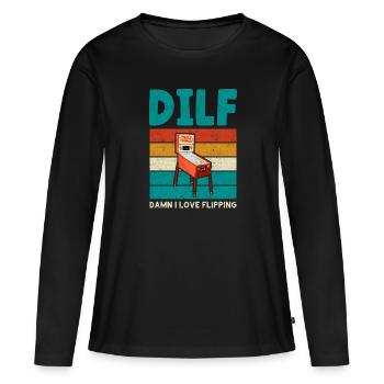 Flipper Arcade Spiel Retro Vintage Pinball Maschin - Frauen Premium Bio Langarmshirt - Schwarz - Vorne - Julia (174cm)