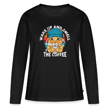 Wake up and smell the coffee - Women's Premium Organic Long Sleeve Shirt - black - Front - Julia (174cm)