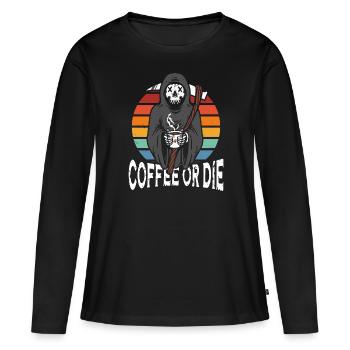 Café ou matrice - T-shirt manches longues Premium bio Femme - noir - Devant - Julia (174cm)