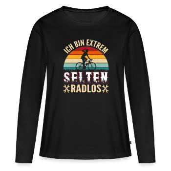 Ich bin extrem selten Radlos Fahrradfahrer - Frauen Premium Bio Langarmshirt - Schwarz - Vorne - Julia (174cm)