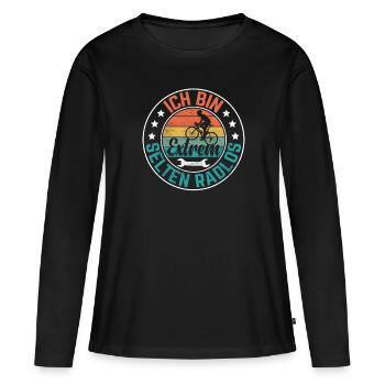 Ich bin extrem selten Radlos - Frauen Premium Bio Langarmshirt - Schwarz - Vorne - Julia (174cm)