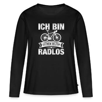 Ich bin selten Radlos - Frauen Premium Bio Langarmshirt - Schwarz - Vorne - Julia (174cm)