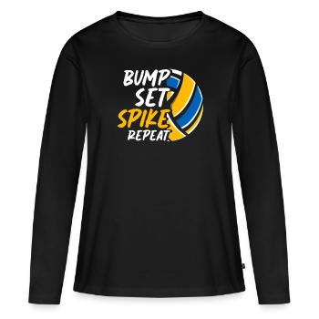Bump Set Spike Répéter l’entraînement de l’équipe de volleyball - T-shirt manches longues Premium bio Femme - noir - Devant - Julia (174cm)