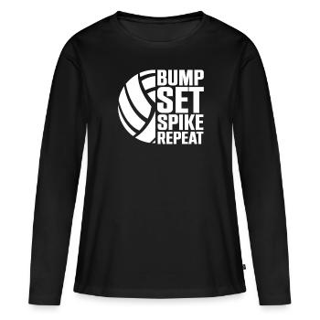 Bump Set Spike Répéter l’entraînement de l’équipe de volleyball - T-shirt manches longues Premium bio Femme - noir - Devant - Julia (174cm)