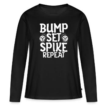 Bump Set Spike Répéter l’entraînement de l’équipe de volleyball - T-shirt manches longues Premium bio Femme - noir - Devant - Julia (174cm)