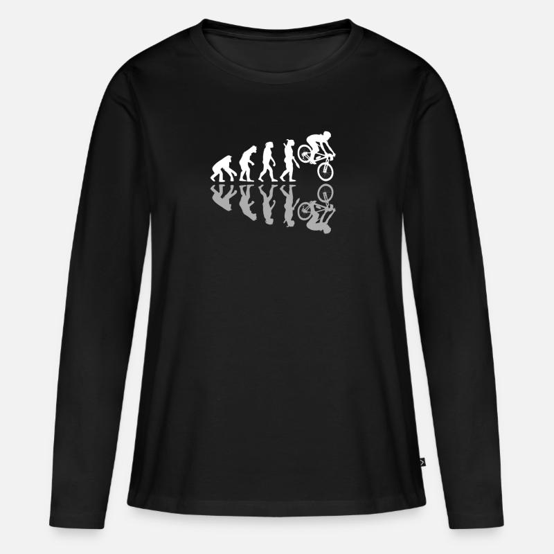 Human Evolution Downhill Mountain Bike MTB Biking - Frauen Premium Bio Langarmshirt - Schwarz