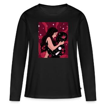 Couleur populaire 2023 Viva Magenta Chambre Féminine - T-shirt manches longues Premium bio Femme - noir - Devant - Julia (174cm)