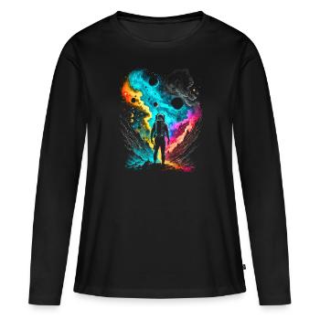 Spaceman - Frauen Premium Bio Langarmshirt - Schwarz - Vorne - Julia (174cm)