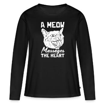 Un meau masse le cœur - T-shirt manches longues Premium bio Femme - noir - Devant - Julia (174cm)