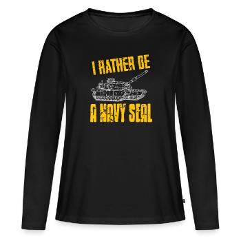 Je préfère être un NAVY Seal Drôles de dessins rétro de la marine - T-shirt manches longues Premium bio Femme - noir - Devant - Julia (174cm)