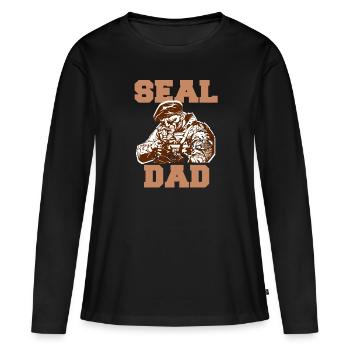 SEAL DAD Cool Retro NAVY Army T-Shirt - T-shirt manches longues Premium bio Femme - noir - Devant - Julia (174cm)