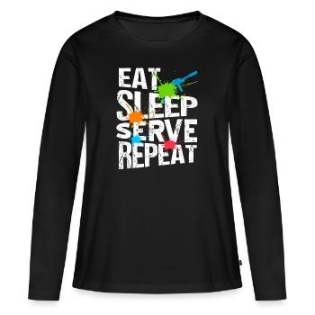 EAT Sleep Serve Répéter Retro Navy Seals Army - T-shirt manches longues Premium bio Femme - noir - Devant - Julia (174cm)