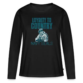 Loyauté envers les conceptions de phoques rétro de la marine - T-shirt manches longues Premium bio Femme - noir - Devant - Julia (174cm)