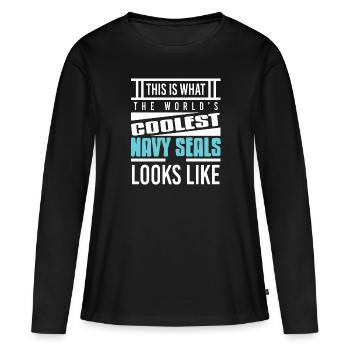 À quoi ressemblent les NAVY Seals les plus cool au monde - T-shirt manches longues Premium bio Femme - noir - Devant - Julia (174cm)