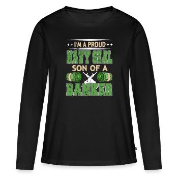 Je suis un fier NAVY SEAL Fils d’un banquier Cool Retro - T-shirt manches longues Premium bio Femme - noir - Devant - Julia (174cm)